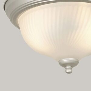 Mainstays 11in Flush Mount Ceiling Light Satin Nickel Frosted Glass NEW